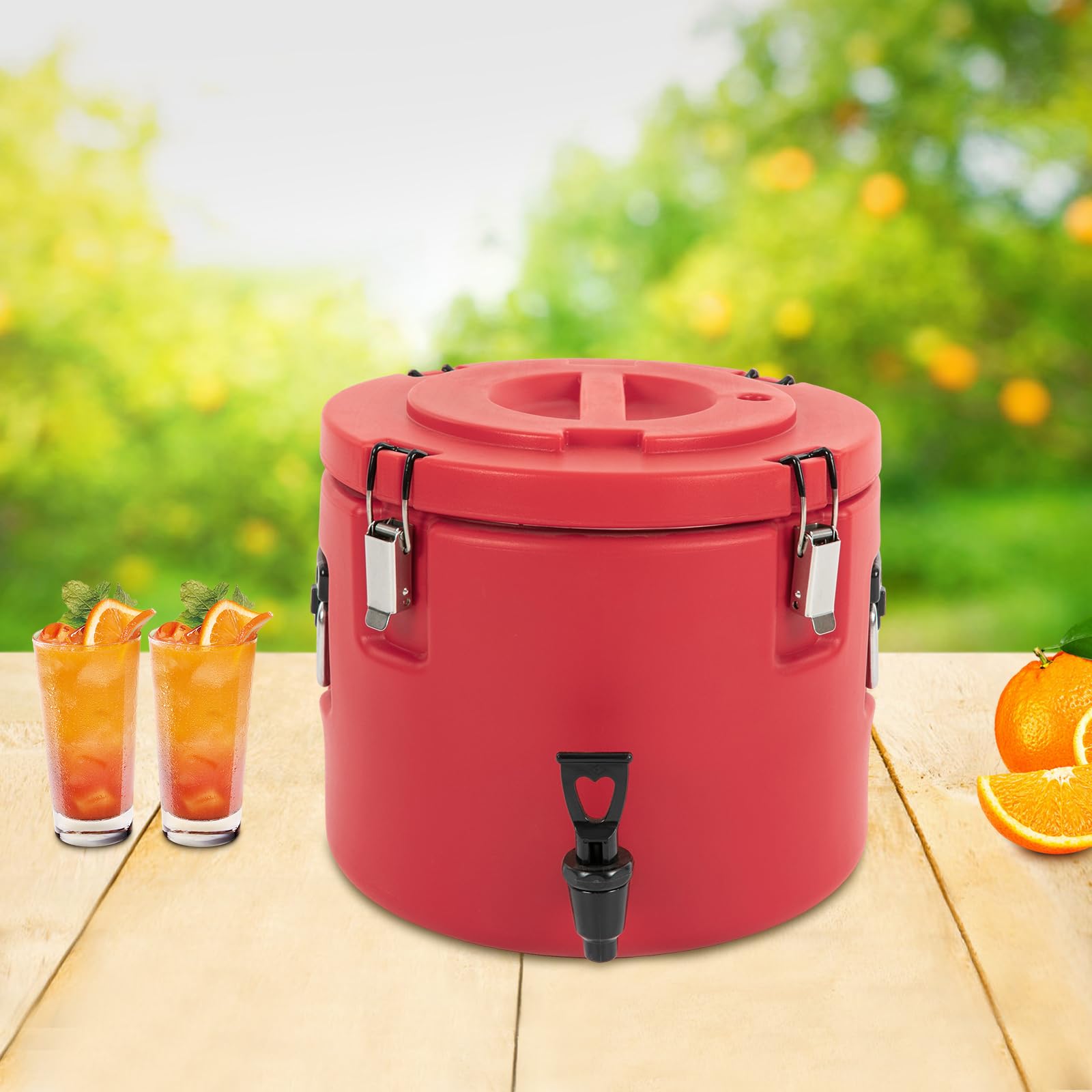 Distributore di bevande in acciaio inox da 15 litri, coperchio a tenuta stagna con 4 fibbie, isolato per feste all'aperto