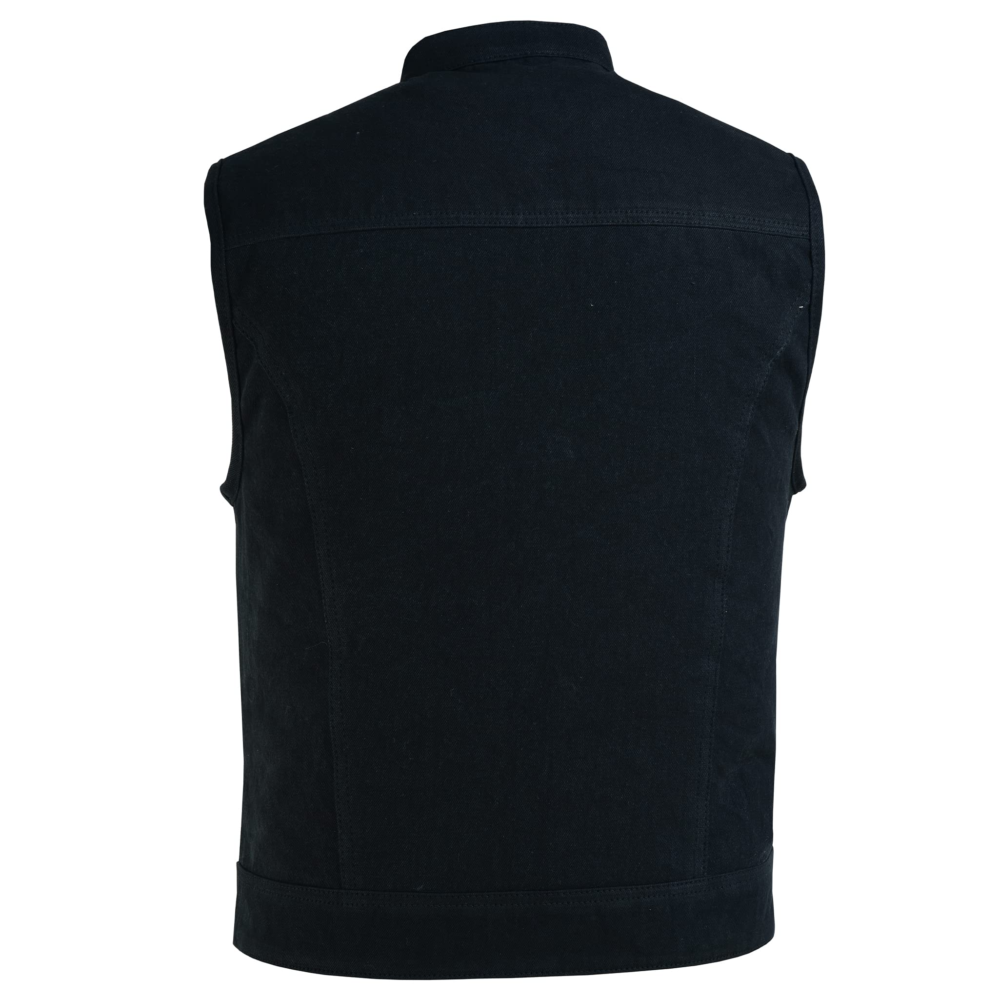 Leatherick SOA Gilet en jean noir pour homme - Gilet en jean avec doublure matelassée et multiples poches, style Bikers Club