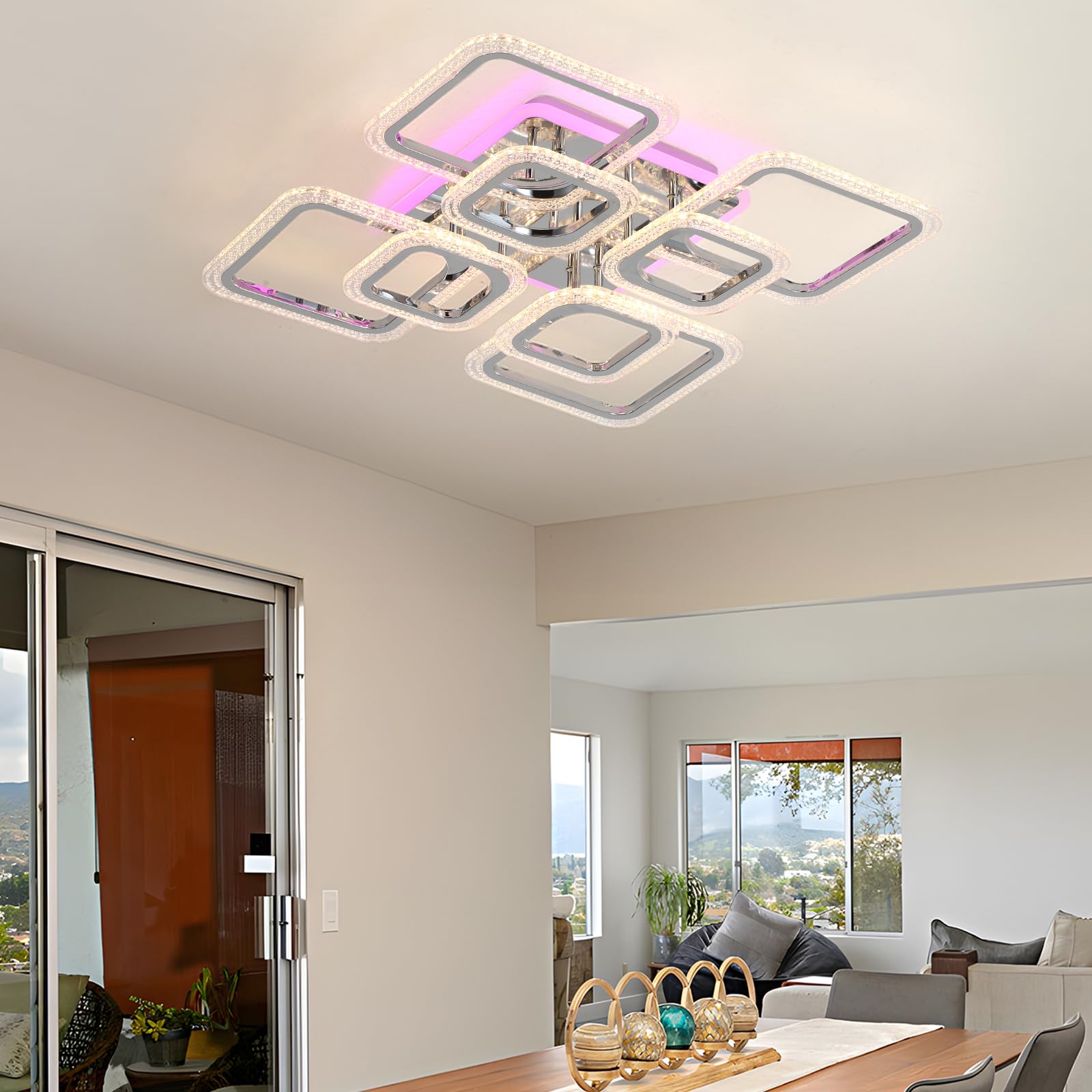 LuFun plafon led techo regulable,80W lamparas de techo interior,luz led techo simple modern,cuadrado lampara de techo dormitorio,luz techo salon,dormitorio,comedor,cocina,pasillo,3000k-6000k