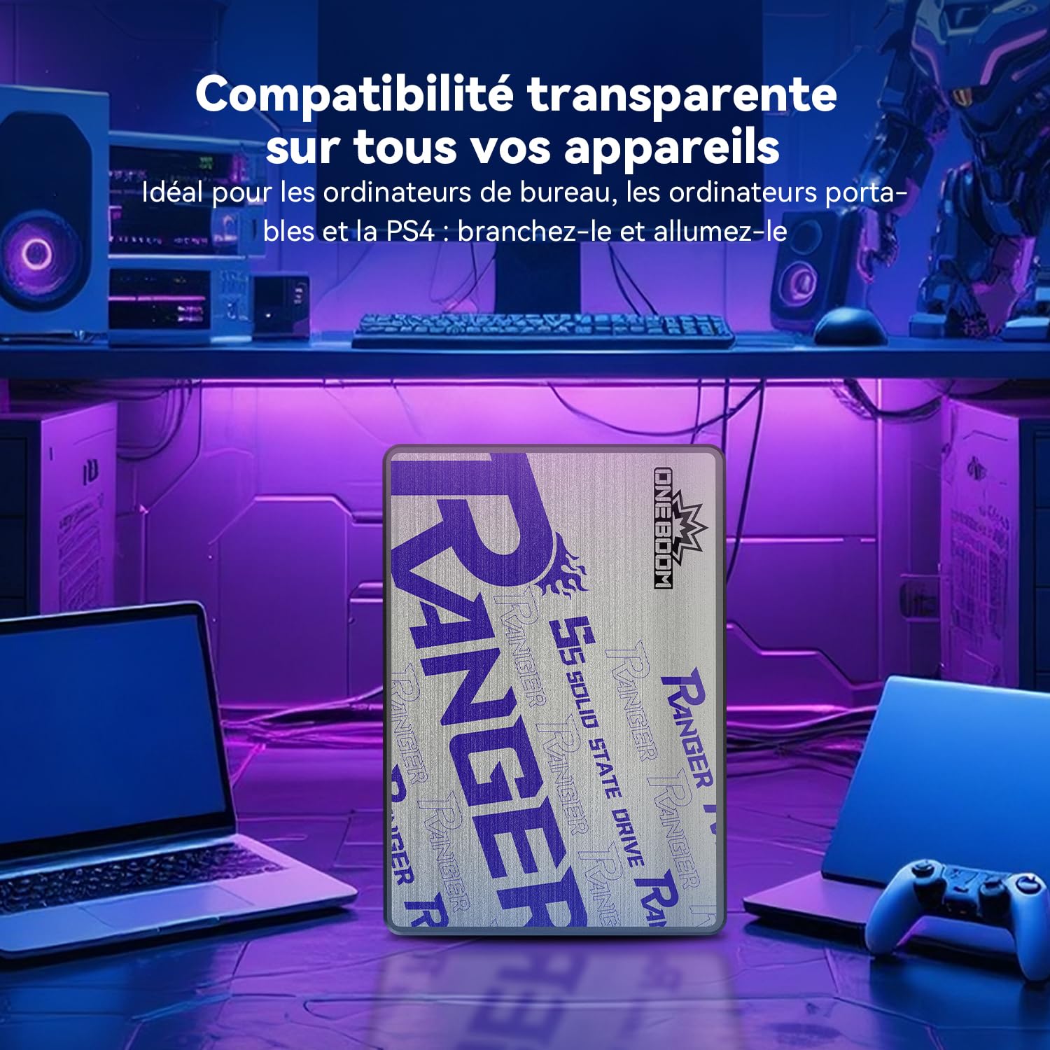 KingSpec OneBoom SSD 2To 2,5 Pouces SATA III 6 Go/s Disque Dur Interne SSD, Vitesse de Lecture jusqu'à 550 Mo/s - pour PC/Ordinateur Portable/PS4
