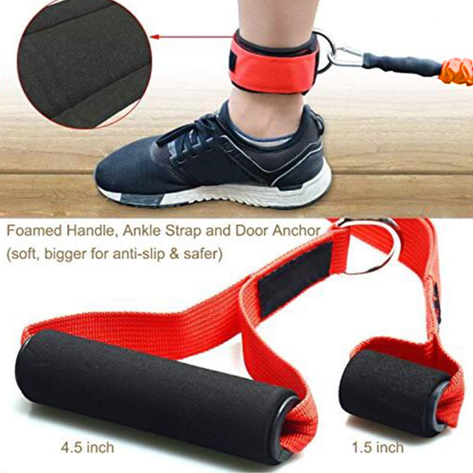 AHIER Set di 14 fasce di resistenza, fasce per esercizi per uomini e donne, da 9,1 kg a 18,1 kg, fasce elastiche di resistenza con ancoraggio per porta e cinghie per caviglie per allenamento, yoga