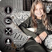 Vista 3 de Thermajane - Conjunto de ropa interior térmica para niñas, ropa interior larga, ultrasuave, capa base de invierno para niñas