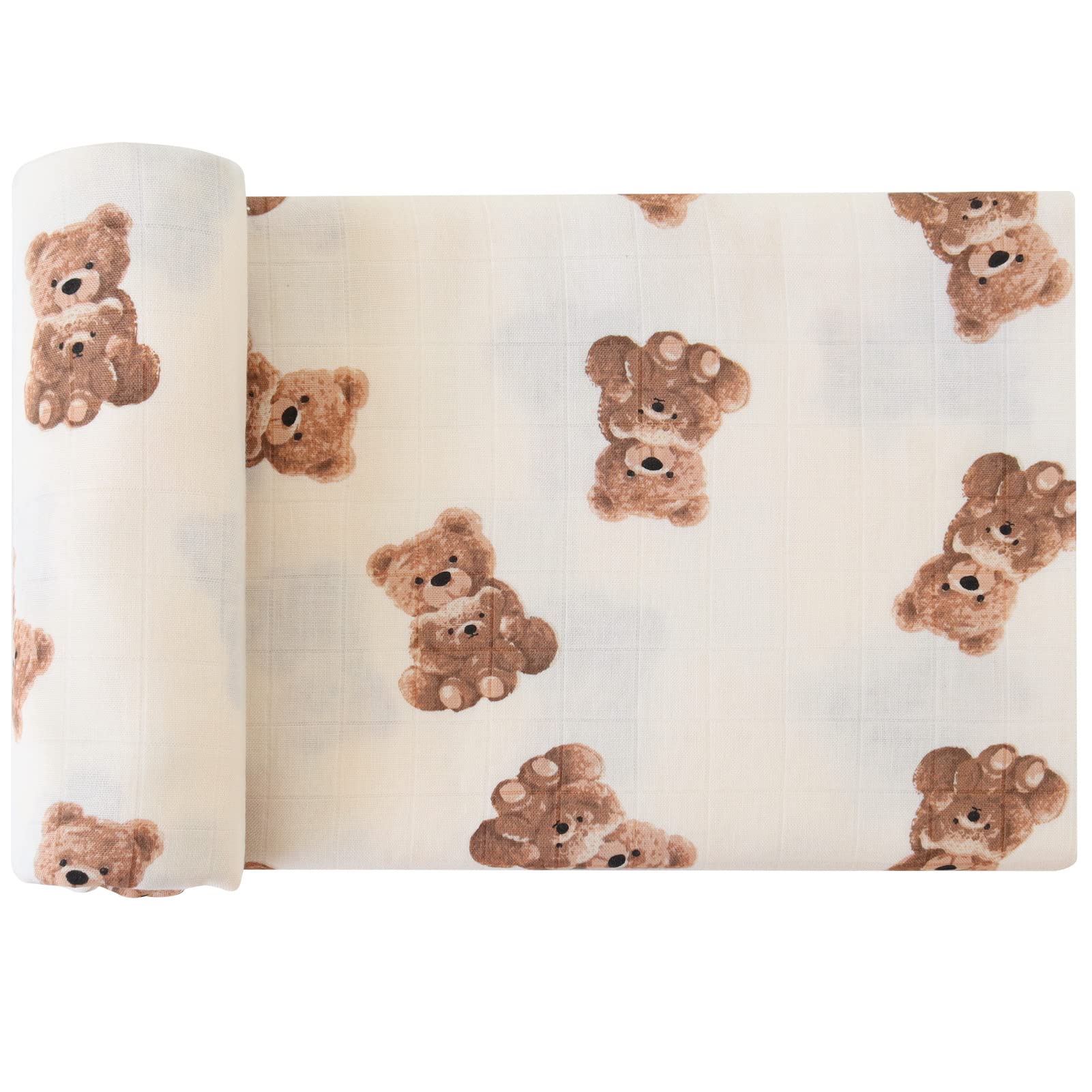 Lebze LifeTree Copertine in Mussola, Morbido Copertina Mussole Neonato, Cotone Bambù 120cm x 120cm Unisex Panno di Copertura, Regalo Perfetto per il Bambino