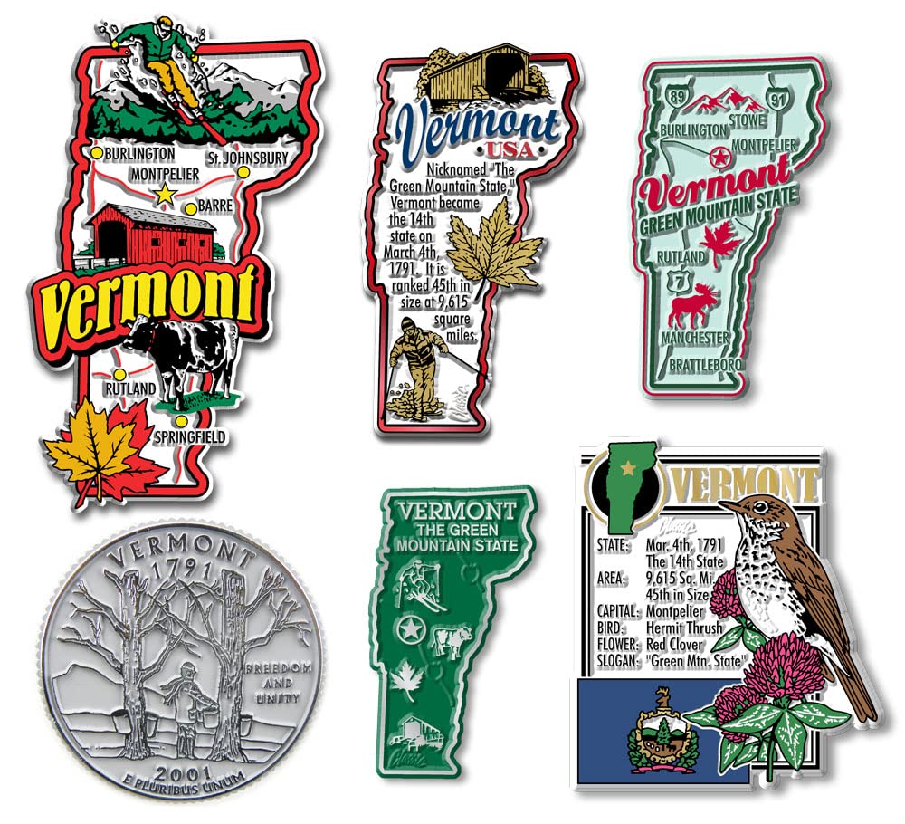 Classic Magnets Made with Pride in the USASix-Piece State Set - Vermont