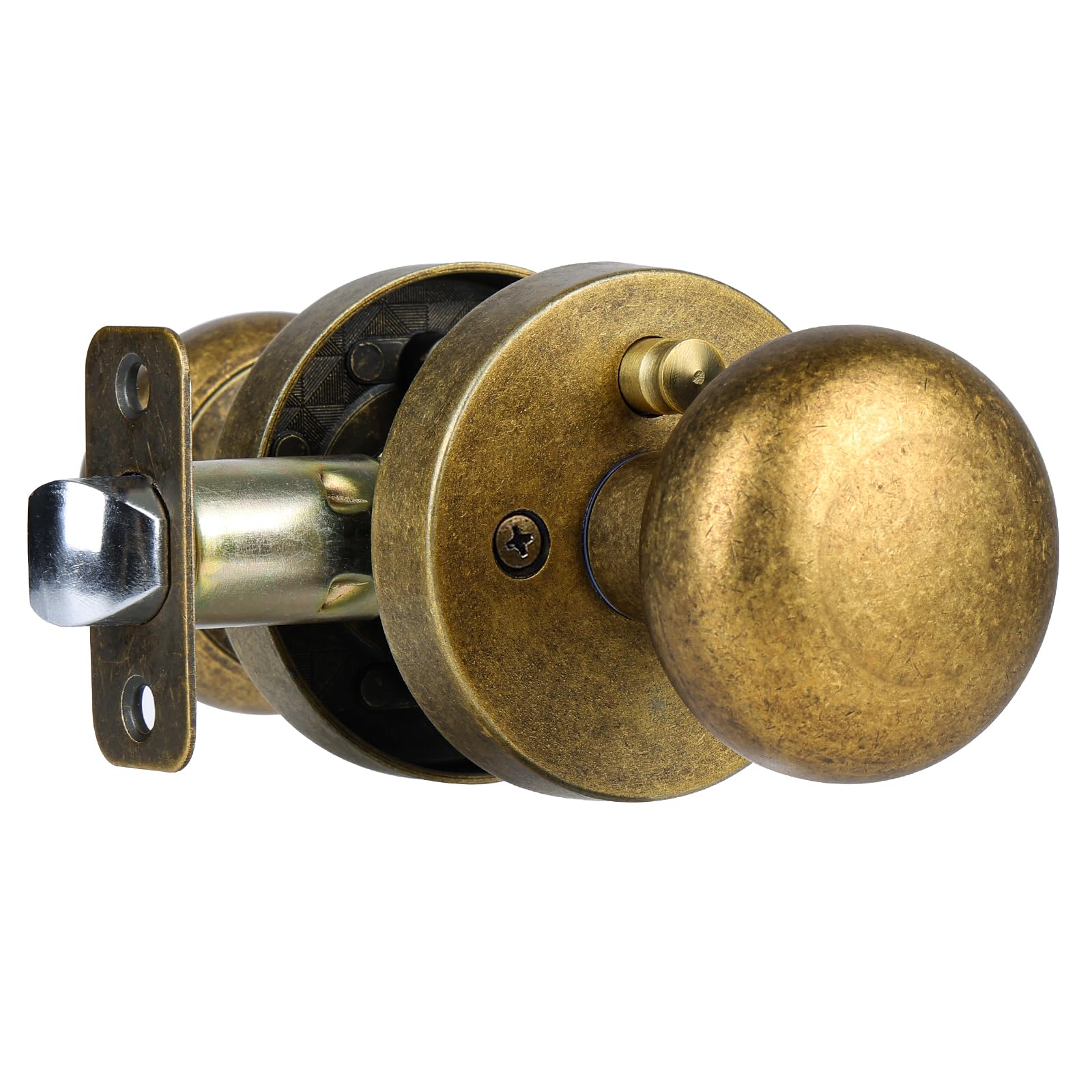 Photo 1 of Newlaking Antique Brass Bronze Door Knob Privacy Door Knobs Interior with Push-Button Vintage Door Knob with Lock for Bedroom and Bathroom, 1 Pack