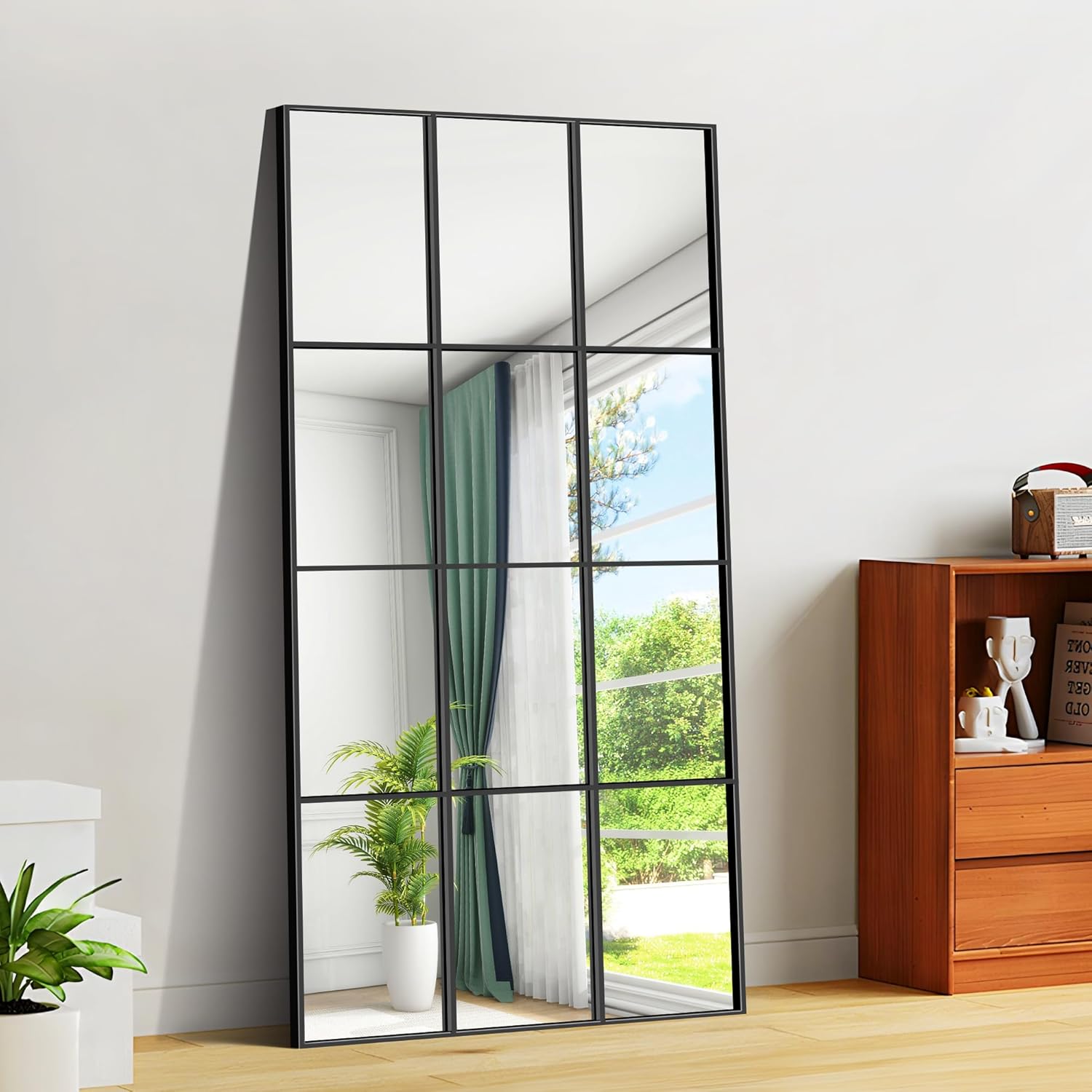 Rectangular Wall Mirror, 30x60inch Black Frame Window