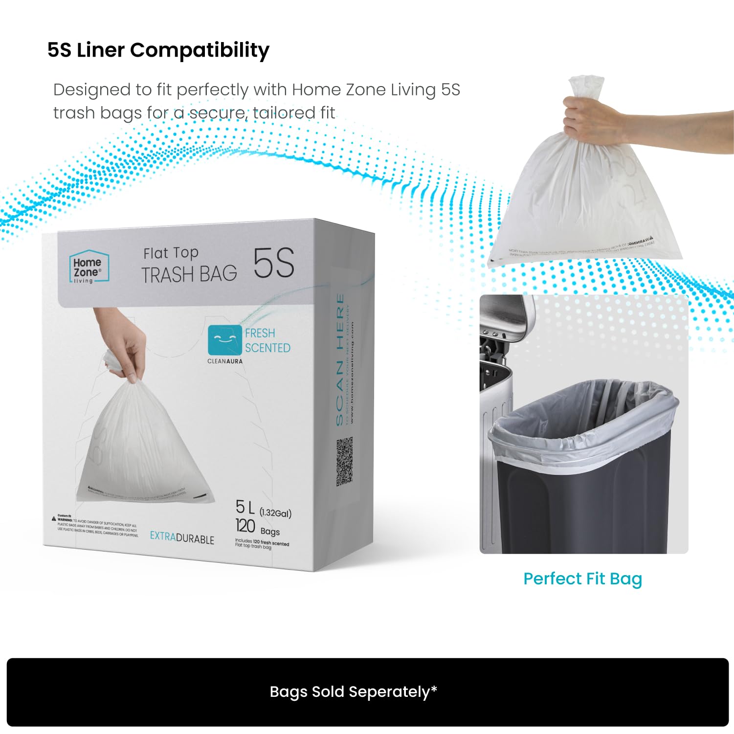 Home Zone Living Kleiner Mülleimer mit Deckel und Trittpedal, Edelstahl mit schlankem Rippen-Design, für Zuhause und Büro, silberfarben, 5 Liter