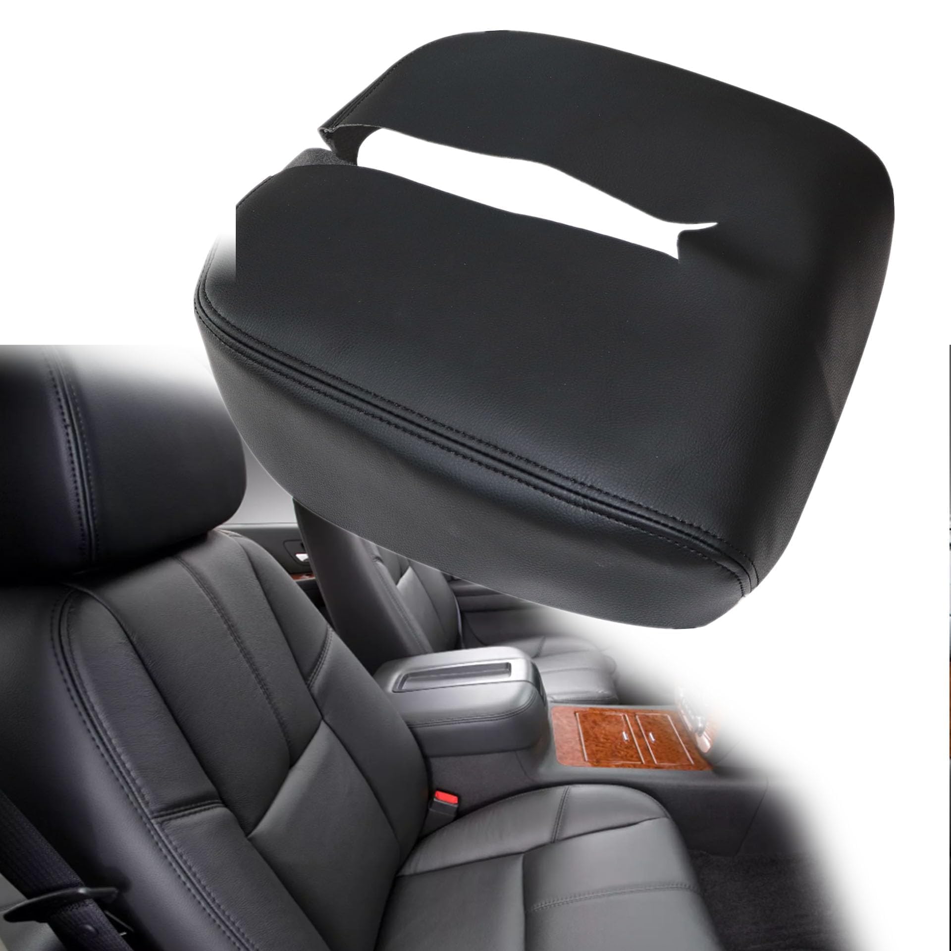 GXARTS Console Lid Armrest Cover Black Compatible with Chevy Avalanche Suburban Tahoe Silverado GMC Yukon Yukon XL Sierra 2007 2008 209 2010 2011 2012 2013 2014