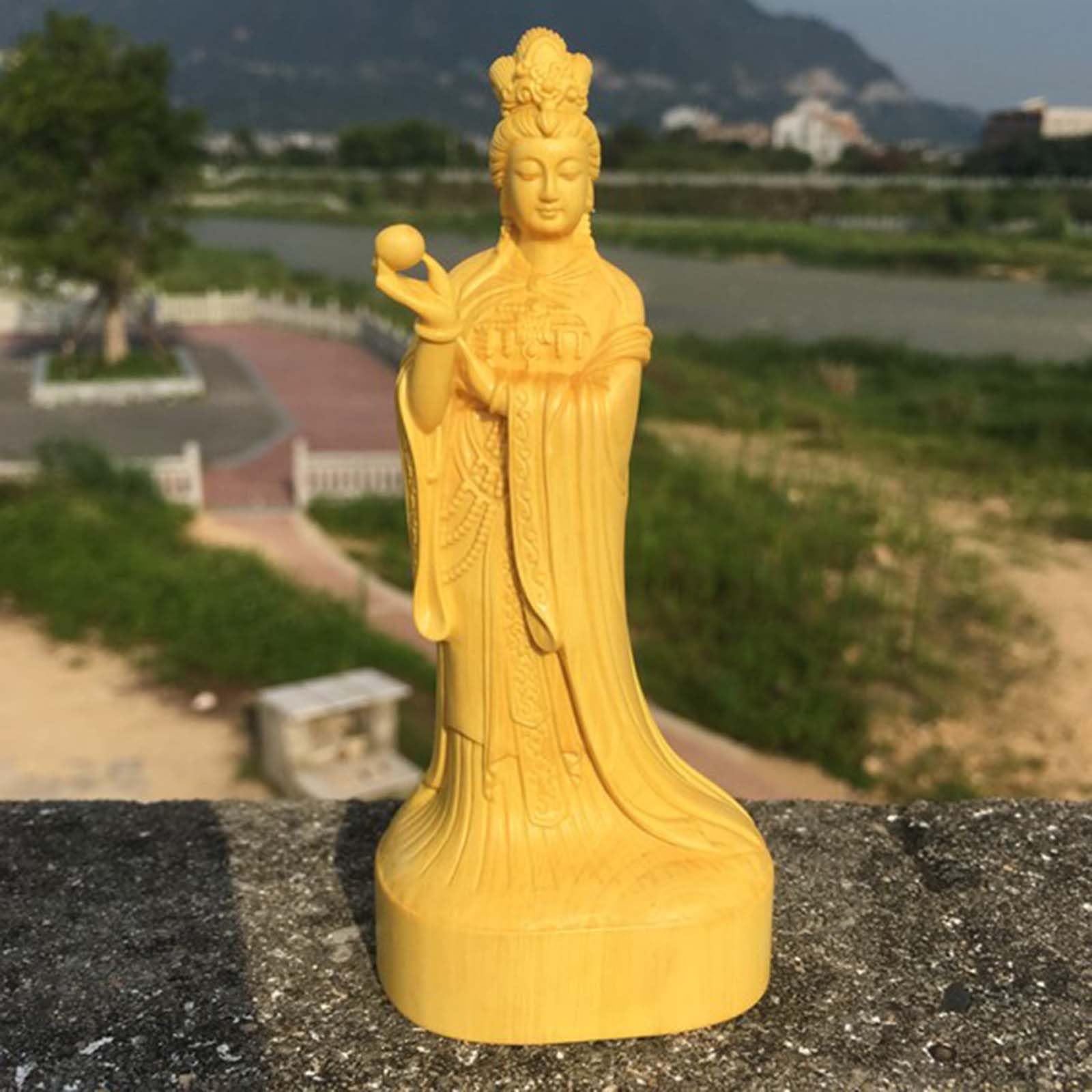 Bukszpan rzeźba niebiańska dama cesarzowa statuetka chińskiej Mazu statuetka tradycyjna kultura