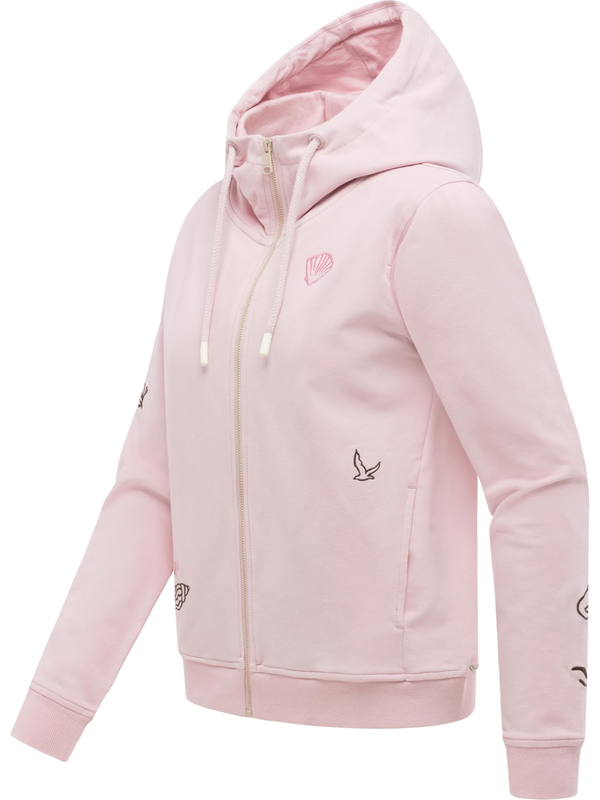 Ragwear Damska krótka bluza z zamkiem błyskawicznym z regulowanym kapturem i modnym haftem Parya Embro XS-XXL