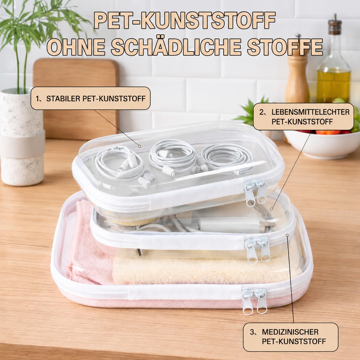 12 Stück Transparent Hartschalen Organizer Kunststoff Reisen Kosmetiktasche