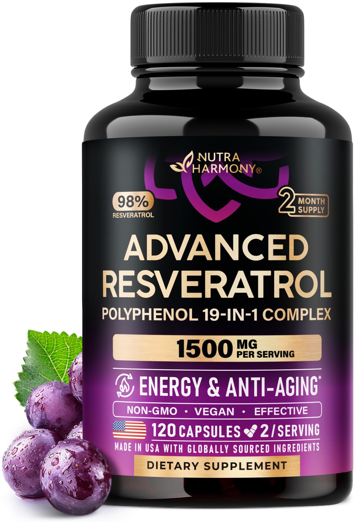 Nutra Harmony 19-in-1 Resveratrol Complex 120 Capsules