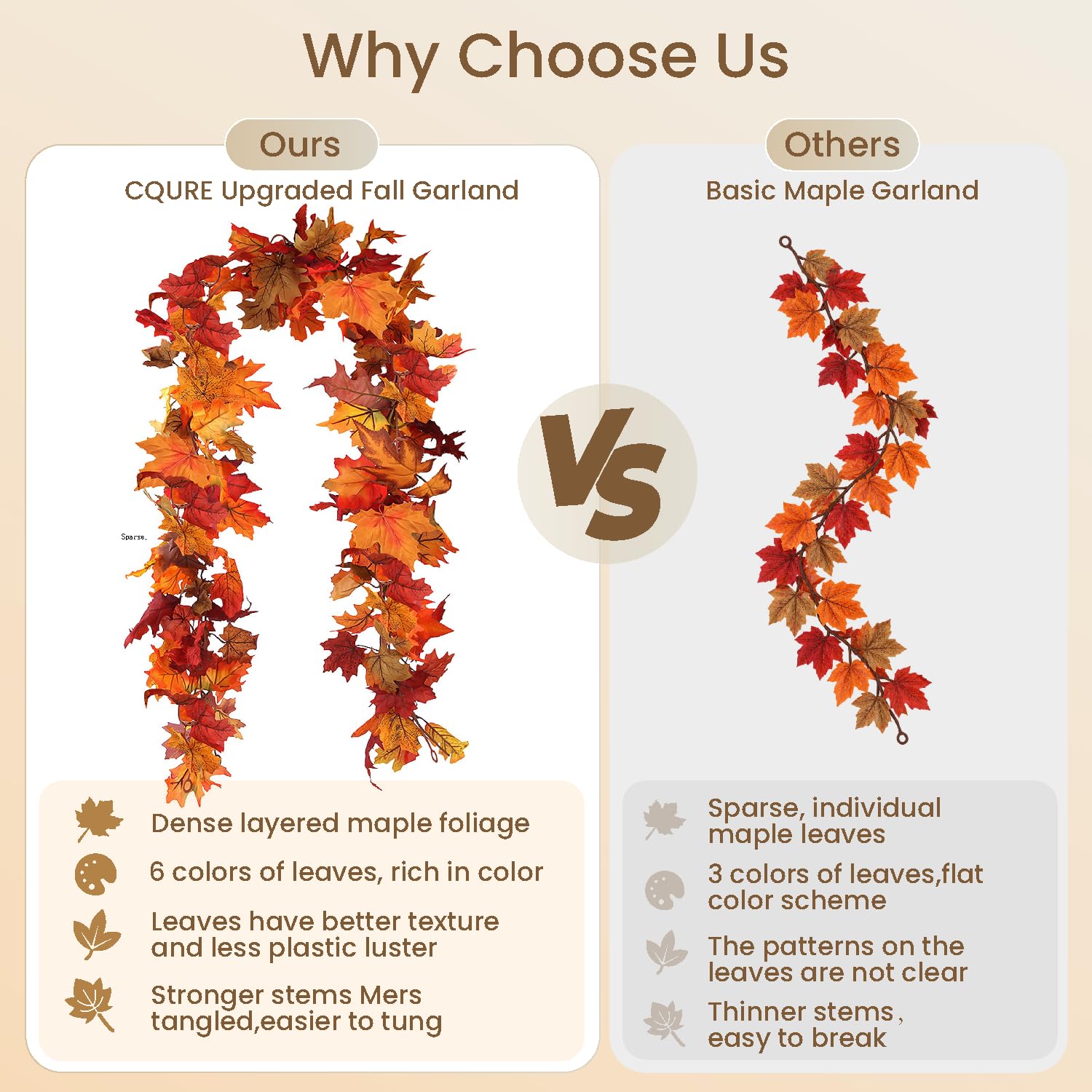 Fall Garland - 29.5ft Artificial Maple Leaves -3 Fall Garland - 29.5ft Artificial Maple Leaves -3