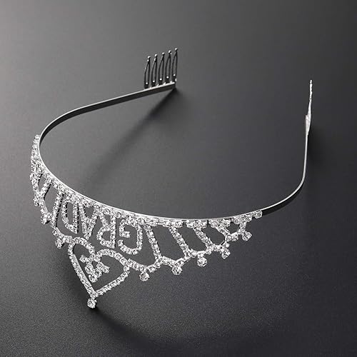 Miniatura 5 de Lurrose Diadema de tiara de graduado 2020, corona de diamantes de imitación con peine lateral, elegante corona de cristal, regalo de graduación para