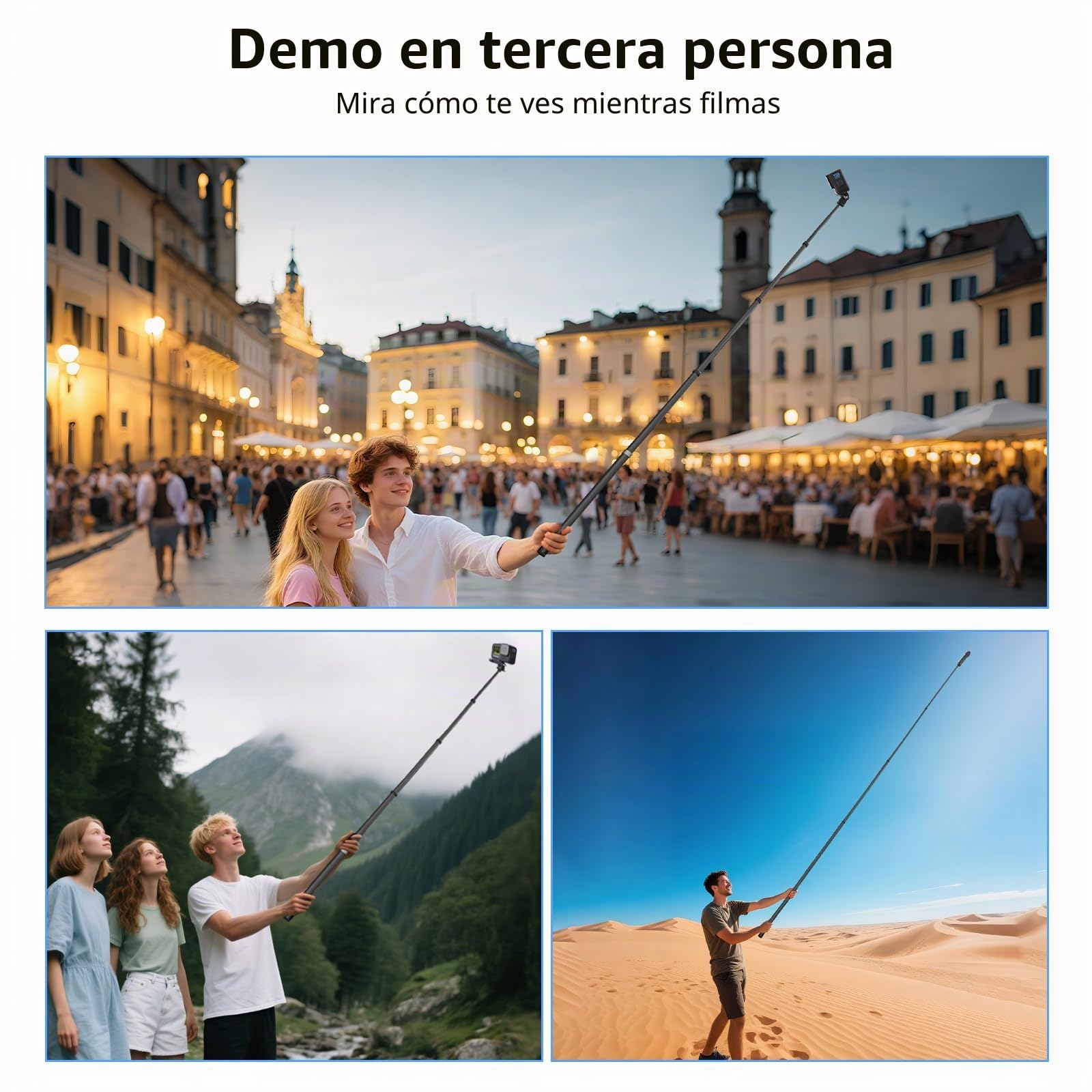BRDRC Palo selfie de 3 m para Insta360 X5 X4 Air, fibra de carbono invisible de 118 pulgadas, poste de extensión ultra largo invisible para Insta 360 ONE X5 X4 X3 RS, accesorios para DJI OSMO 360 (con