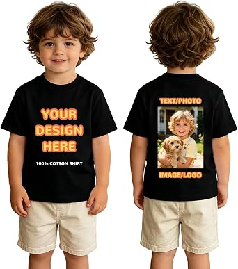 Custom T Shirts for Kids Boys Girls 100% Cotton Personalized Toddler Shirt
