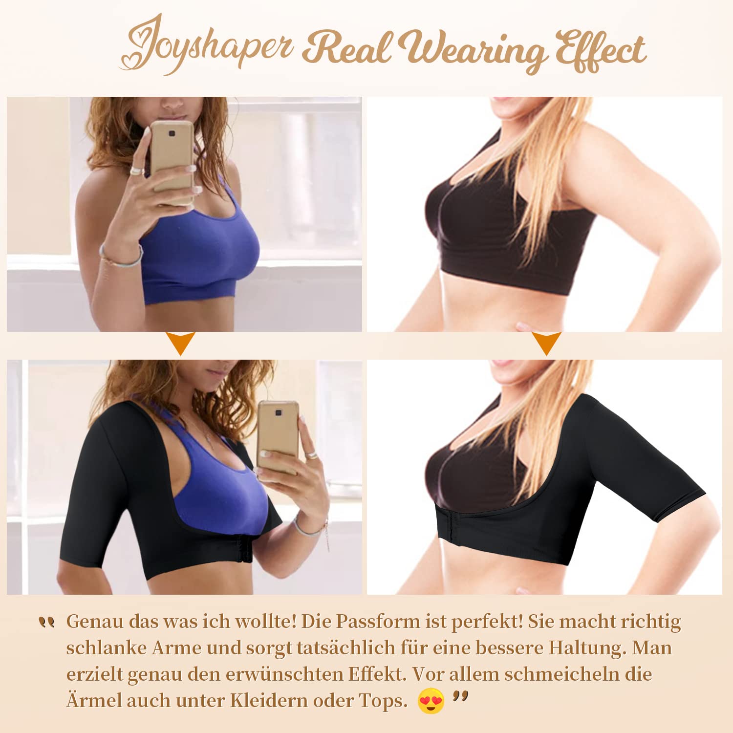 Joyshaper Femme Manchons de Compression Bras Haut Sculptant Femme Bras Manches Haut Corps Gilet de Compression Maintien Dos Épaule Dorsale