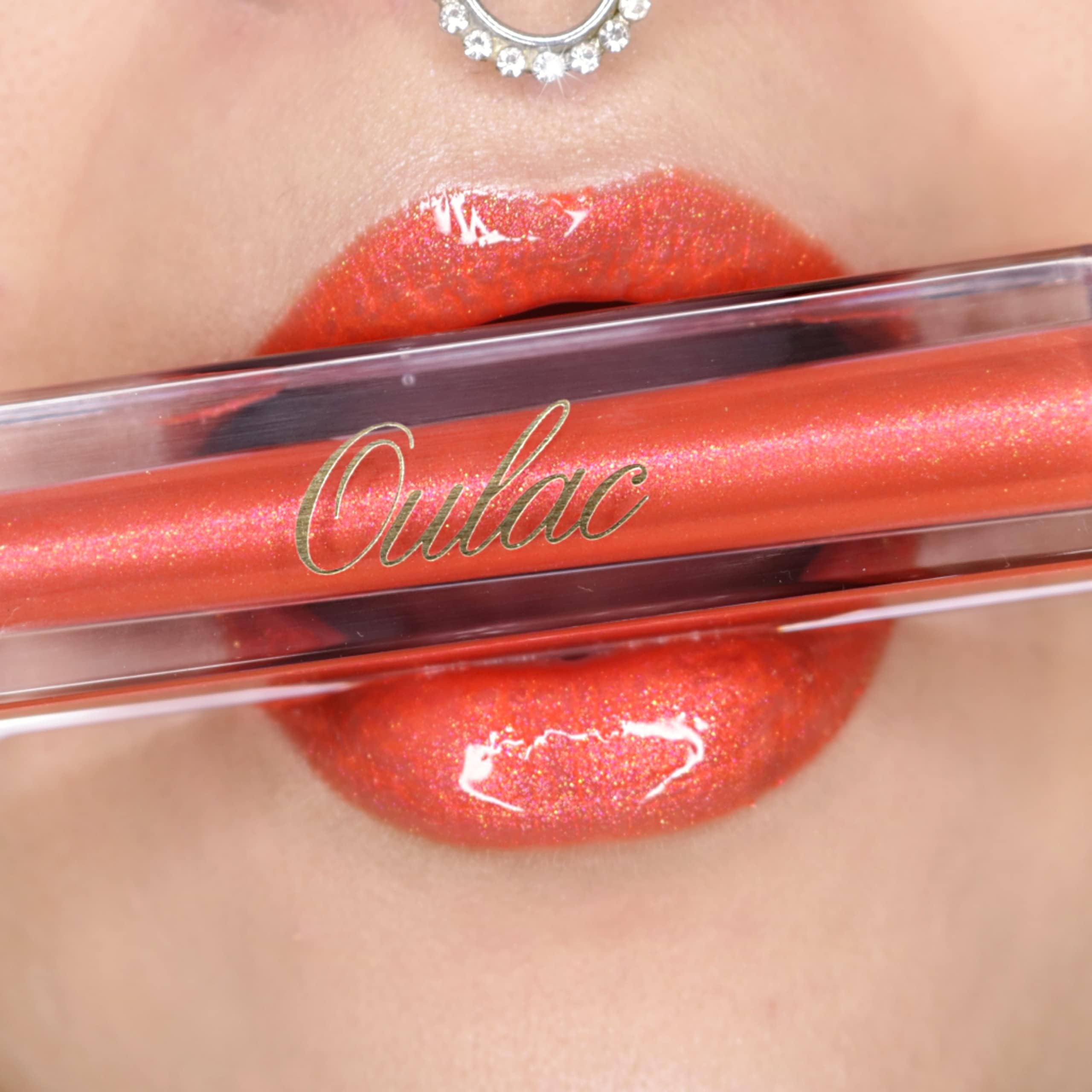 OulacCoral Shimmer Liquid Lipstick High-Shine Glitter Lip Gloss for Women Shimmer Non-Sticky Glossy Finish Liquid Lipstick Hydrating Lip Gloss Fuller-looking Lip Makeup Vegan & Cruelty-Free 01