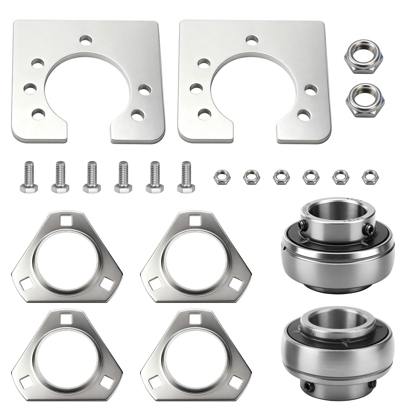 Go-Kart Live Axle Bearing Kit (1 inch) Compatible with Azusa axles, Also for Go Karts Mi-ni Bikes/Trikes/Off Road ATV - Axle with 3-Hole Flangettes
