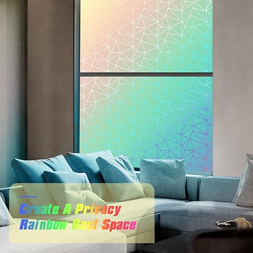 Miniatura 8 de Coavas Película de privacidad para ventana, película de vidrio esmerilado, bloqueo de rayos UV, adherencia estática, no adhesiva, control de calor,