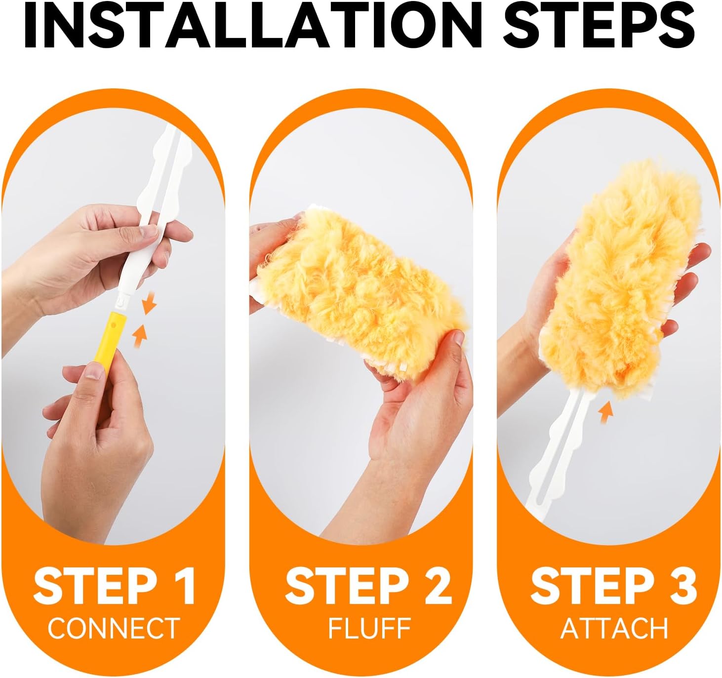 Duster Refills Bulk Compatible with Swiffer Dusters Swiffer Microfibre dust Cleaner for Cleaning Home, Office, Furniture (Yellow, 20 PCS (360°)+Handle)