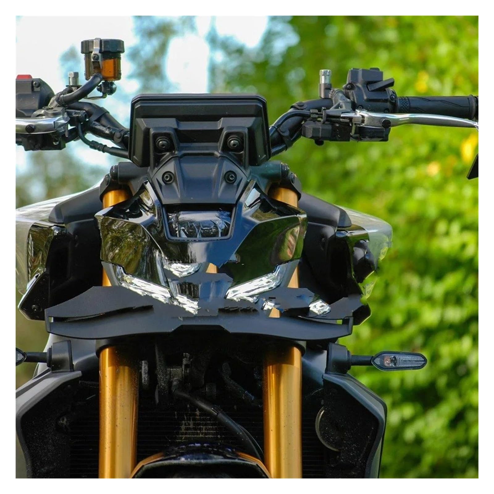 Alerón Motocicleta para MT-09/SP GP para MT09 Gen 4 2024 2025 Wing Downforce Naked Spoilers Frontales Spoiler Delantero Borde Inferior(Negro)