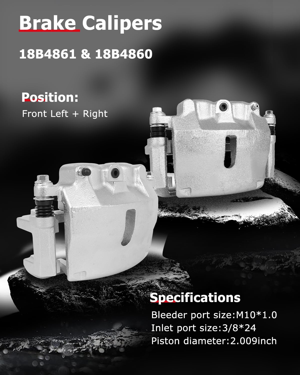 cciyu Front Left & Right Brake Calipers Assembly w/Bracket 18B4861 18B4860 2004 2005 For Ford For F-150,2005 For Ford For Lobo