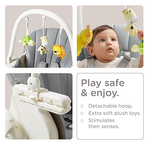 Miniatura 7 de KÜB Silla alta plegable 3 en 1, 7 alturas y 4 asientos reclinables ajustables y bandeja para una fácil limpieza, 2 ruedas de bloqueo, sillas altas