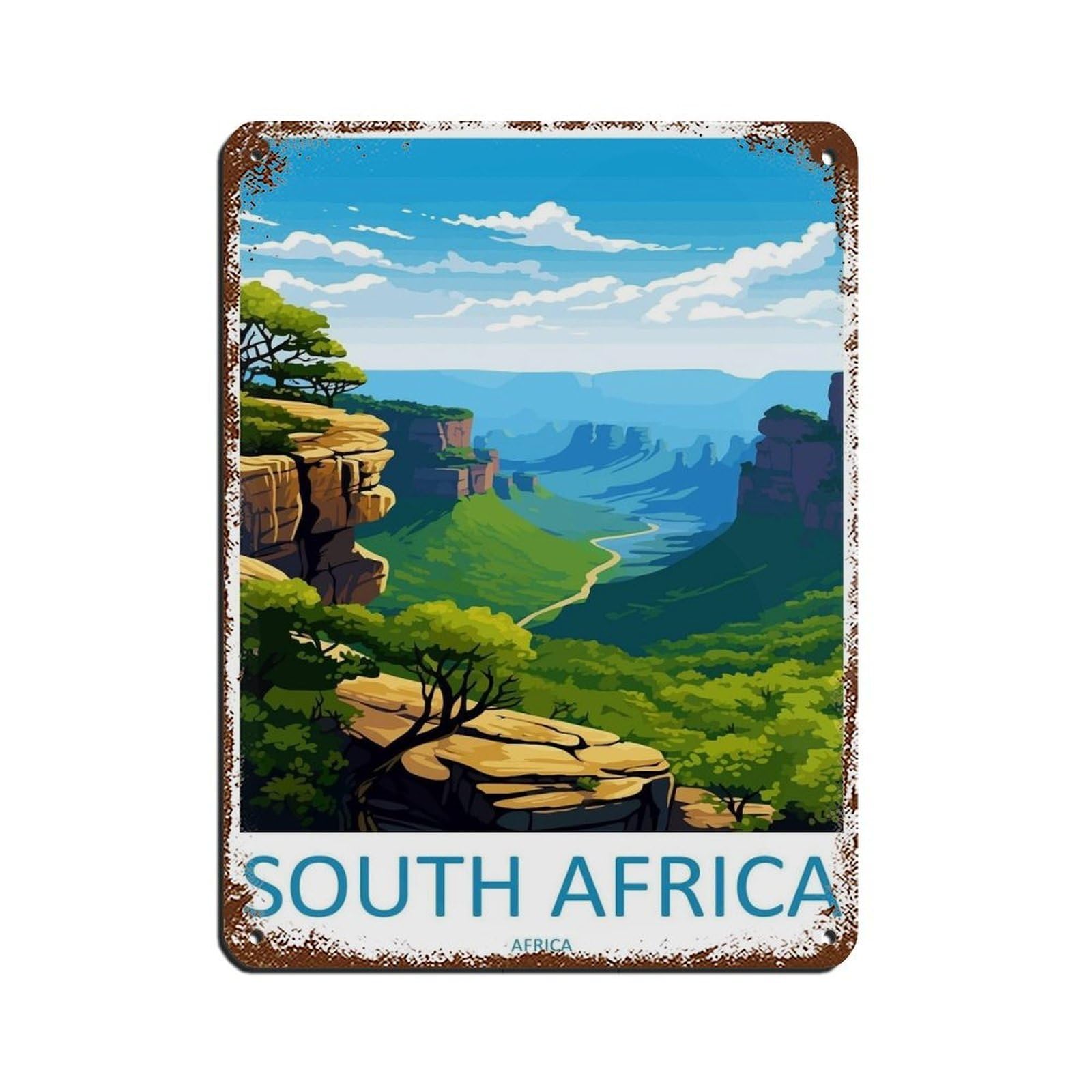 South Africa Travel Art Retro Poster Metal Tin Sign Chic Art Retro Iron Painting Bar People Cave Cafe Family Garage Poster Wall Decoration 12x16inch(30x40cm)
