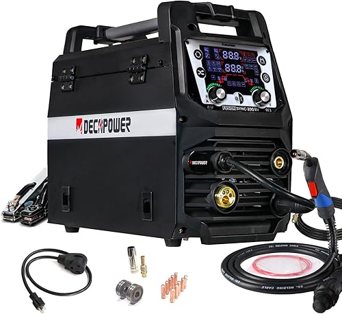 DECAPOWER 110V 220V Voltaje dual 200 amperios gas gas sin gas MIG Soldador 3 en 1 MIG FLUX TIG Stick multi función MIG máquina de soldadura de