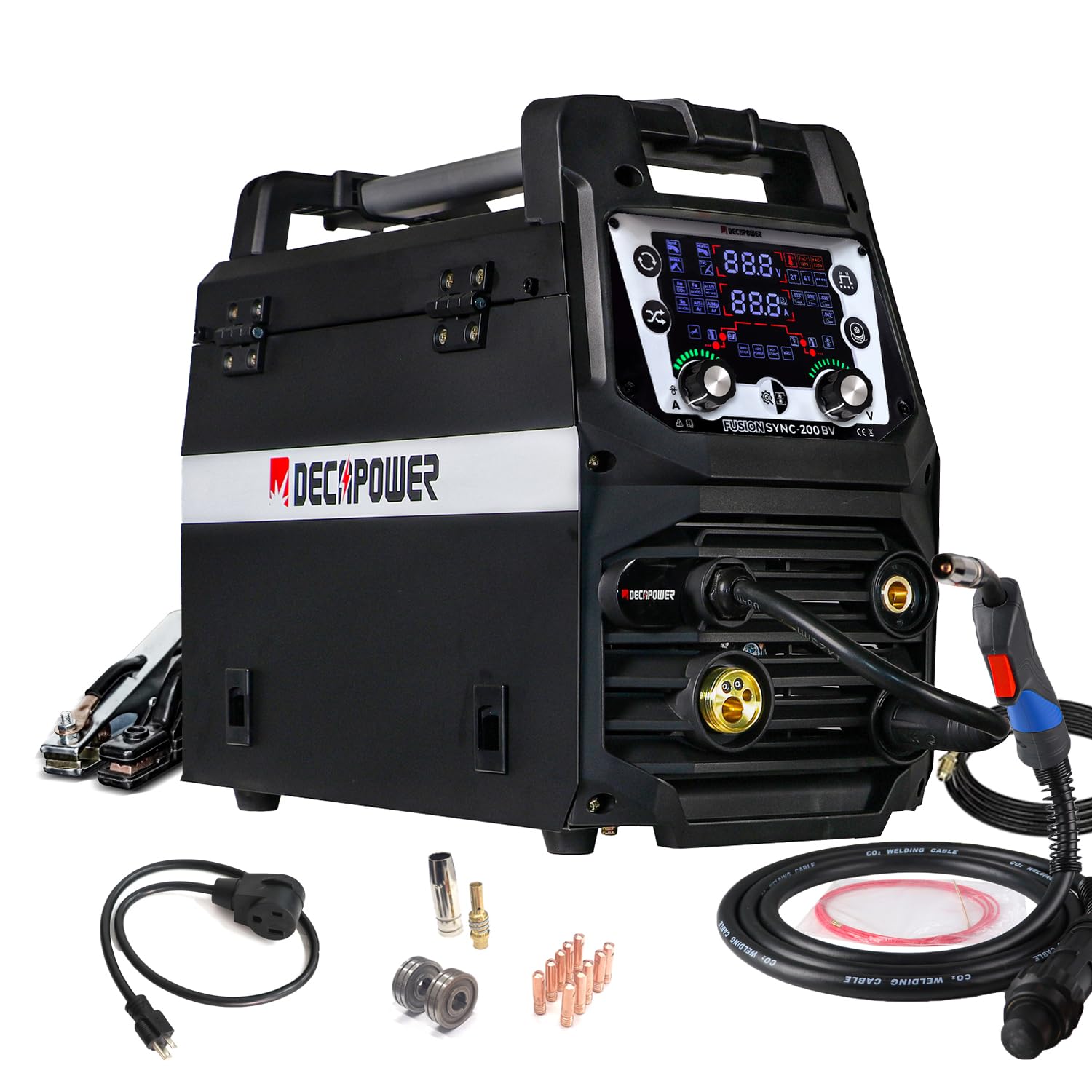 DECAPOWER 110V 220V Dual Voltage 200 amps gas gasless MIG Welder 3 in 1 MIG FLUX TIG Stick multi function MIG Aluminum welding machine with spot function