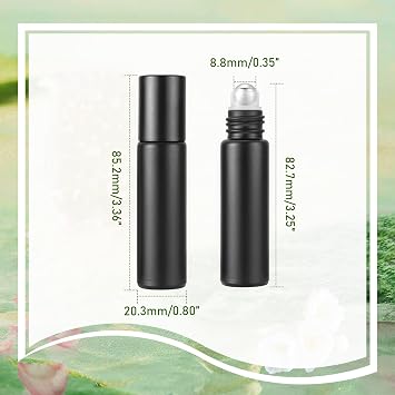 Kesell 10ml Glass Essential Oil Roller Bottles, 10-Pack Black