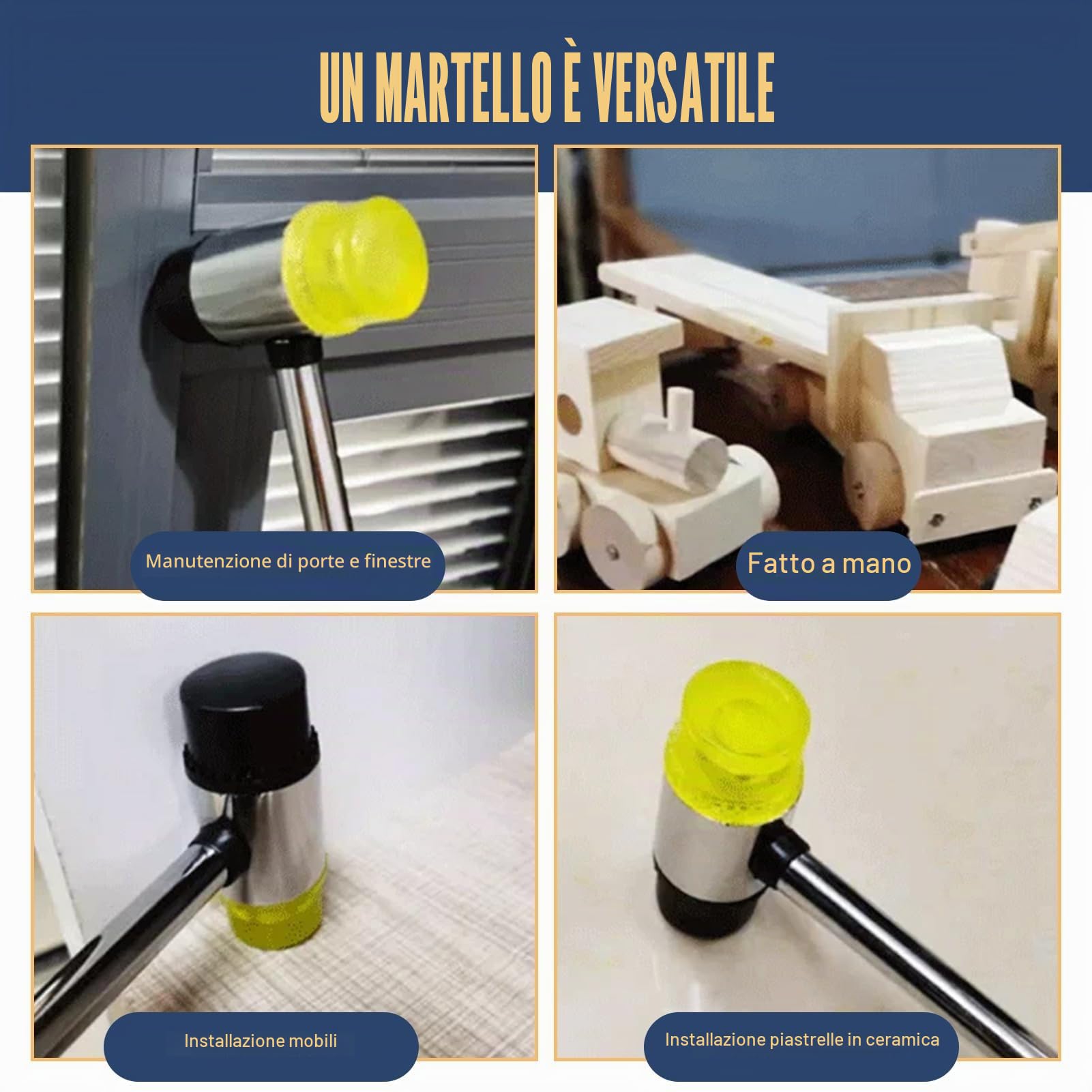 25mm Martello in Gomma e Nylon con Impugnatura Antiscivolo, martello di gomma, Piccolo Martello in Gomma, per Gioielli, Artigianato Fai Da Te e Lavori su Pelle, Include 2 Testine di Ricambio