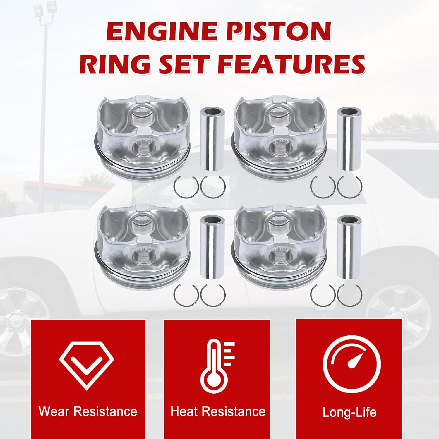4PCS 23041-2E210 Engine Pistons Rings Set Replacement for 2014-2019 Kia Soul Forte Forte5 Forte Koup 2.0L G4NC