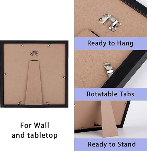 Miniatura 4 de TOFOREVO Juego de 6 marcos de fotos de 11 x 11 pulgadas de grano de madera negra para montaje en pared de galería o exhibición de mesa