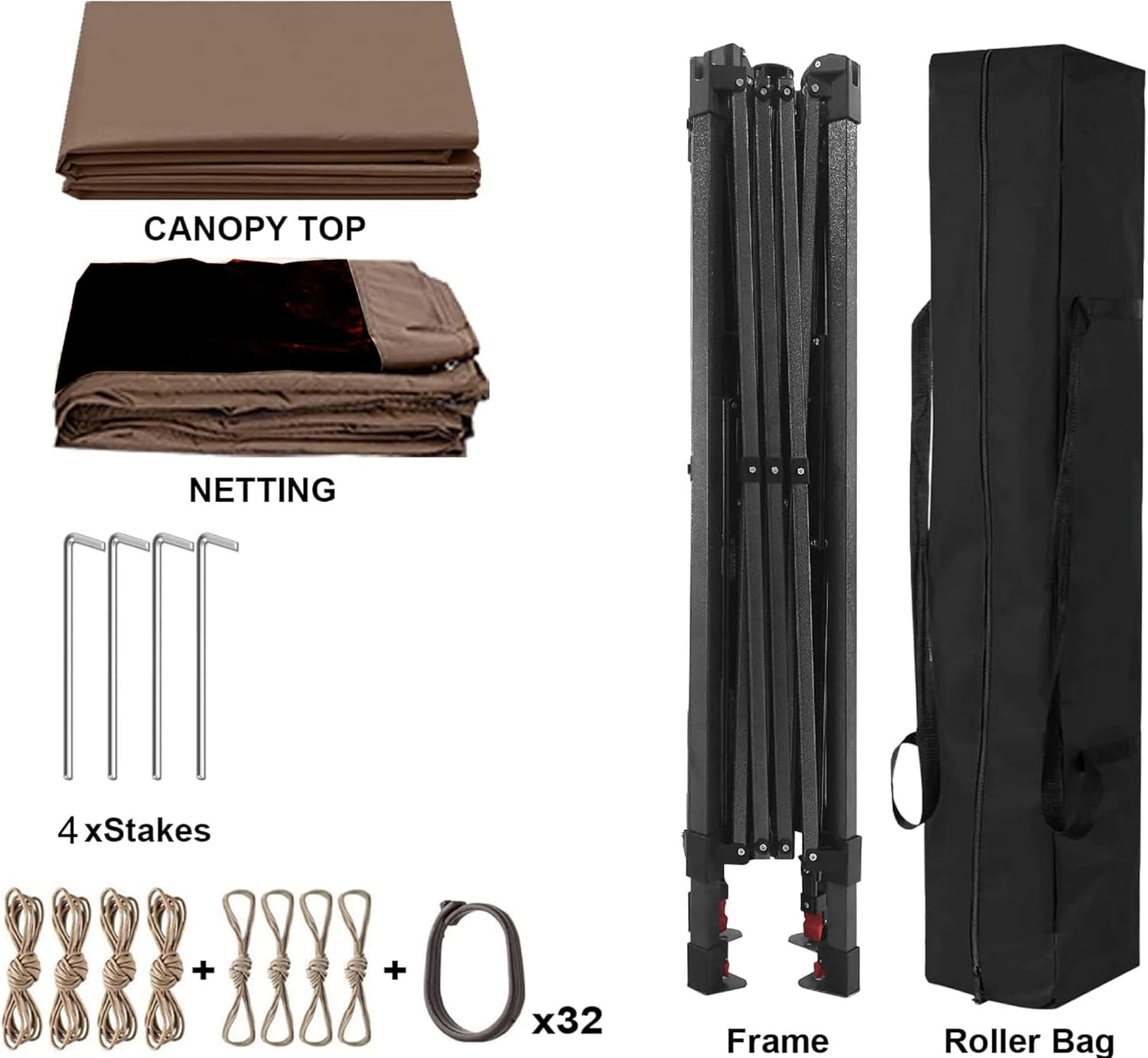 11x11Ft Pop Up Gazebo Canopy with Removable Zipper Netting | 2-Tier Soft Top Outdoor Event Tent for Patio, Backyard, Garden & Camping | Quick Setup, Weather-Resistant Shelter (Brown)