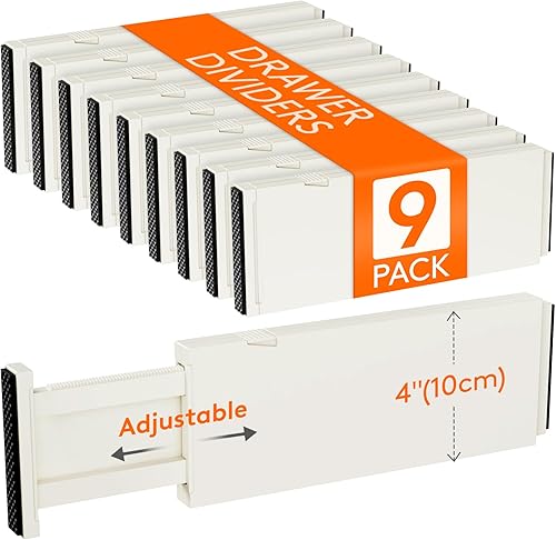 Miniatura 16 de Lifewit - Paquete de 9 separadores de cajones de 4 pulgadas de alto, organizadores de cajones ajustables de 11-17 pulgadas para ropa, separadores