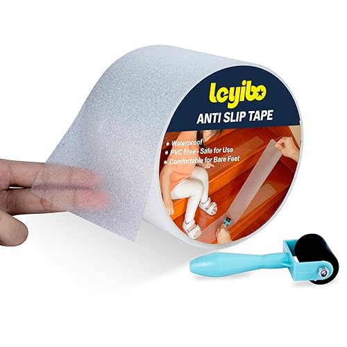 Leyibo Cinta antideslizante transparente impermeable para exteriores e interiores con rodillo cinta de agarre de tracción antideslizante de 4 x 35