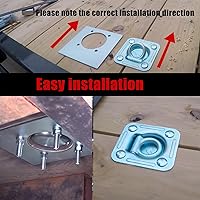 Vista 5 de Black 4Pack X Recessed Tie Down D-Rings Anchor, 6,000 lb. Capacity, with Backing Support Plates, for Flatbed Trailer/Truck, Great for Securing