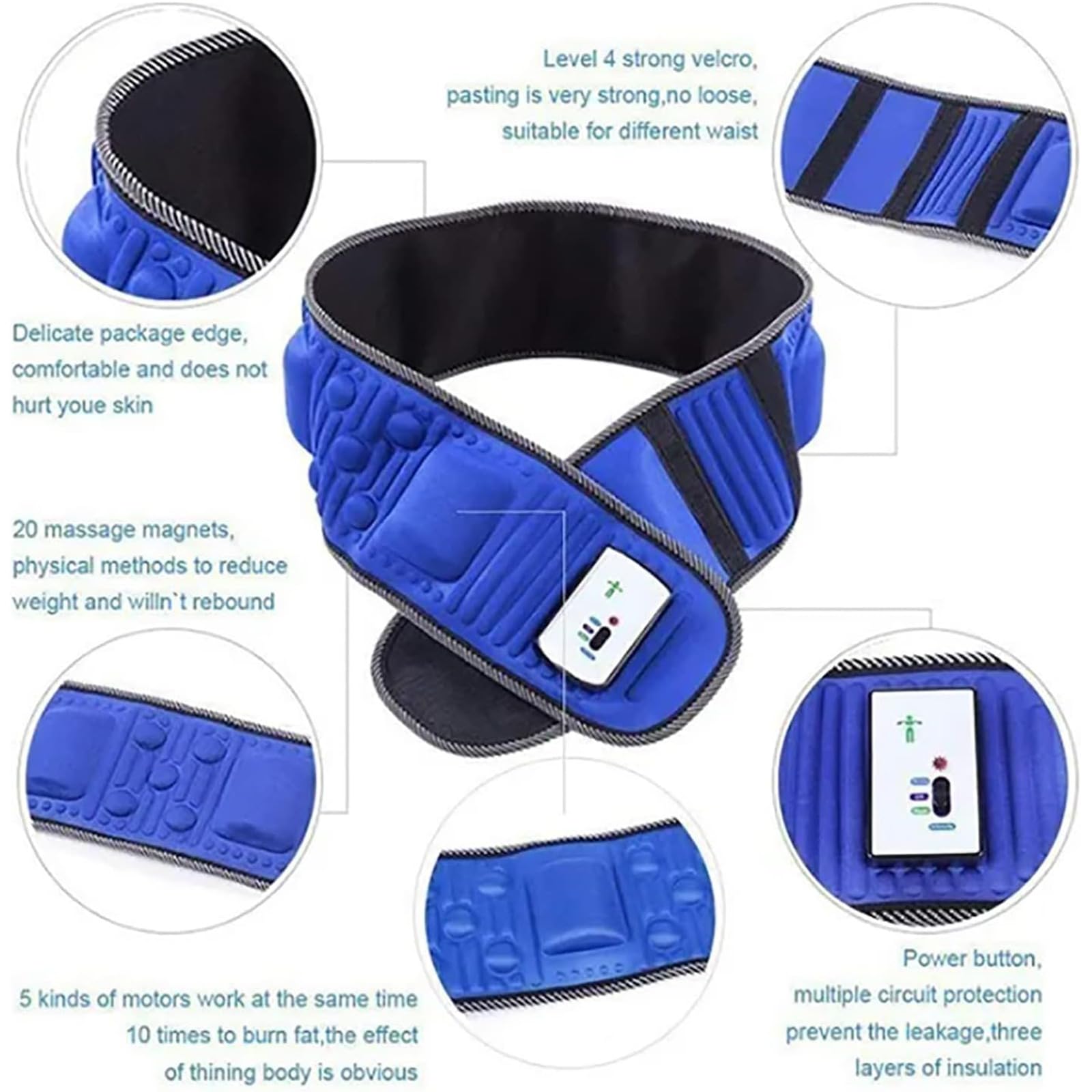 Entrenador de cintura vibratorio eléctrico, masajeador abdominal automático, cinturón adelgazante eléctrico con 5 motores grandes, acelera la circulación sanguínea para bajar de peso.