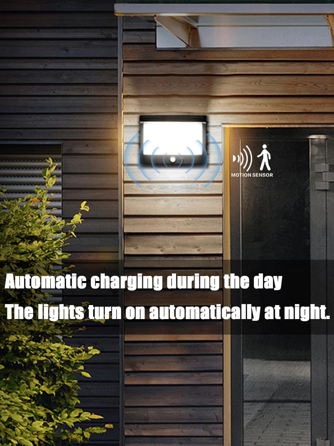 Solar Motion Sensor Porch Light, High Brightness & Soft Light, Long Lasting Lighting, High Efficiency Solar Panel, IP65 Waterproof Wireless Outdoor Security Light for Garage Patio Yard-Warm light