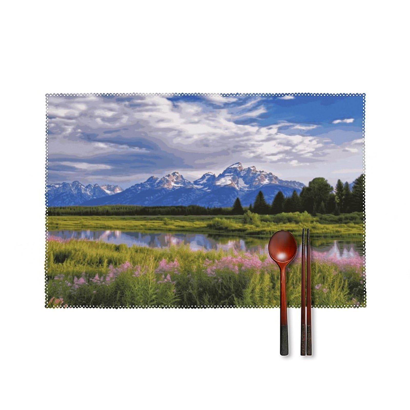 Fekiloot Style Grand Teton National Park Placemats Set Of 6,Table Mat