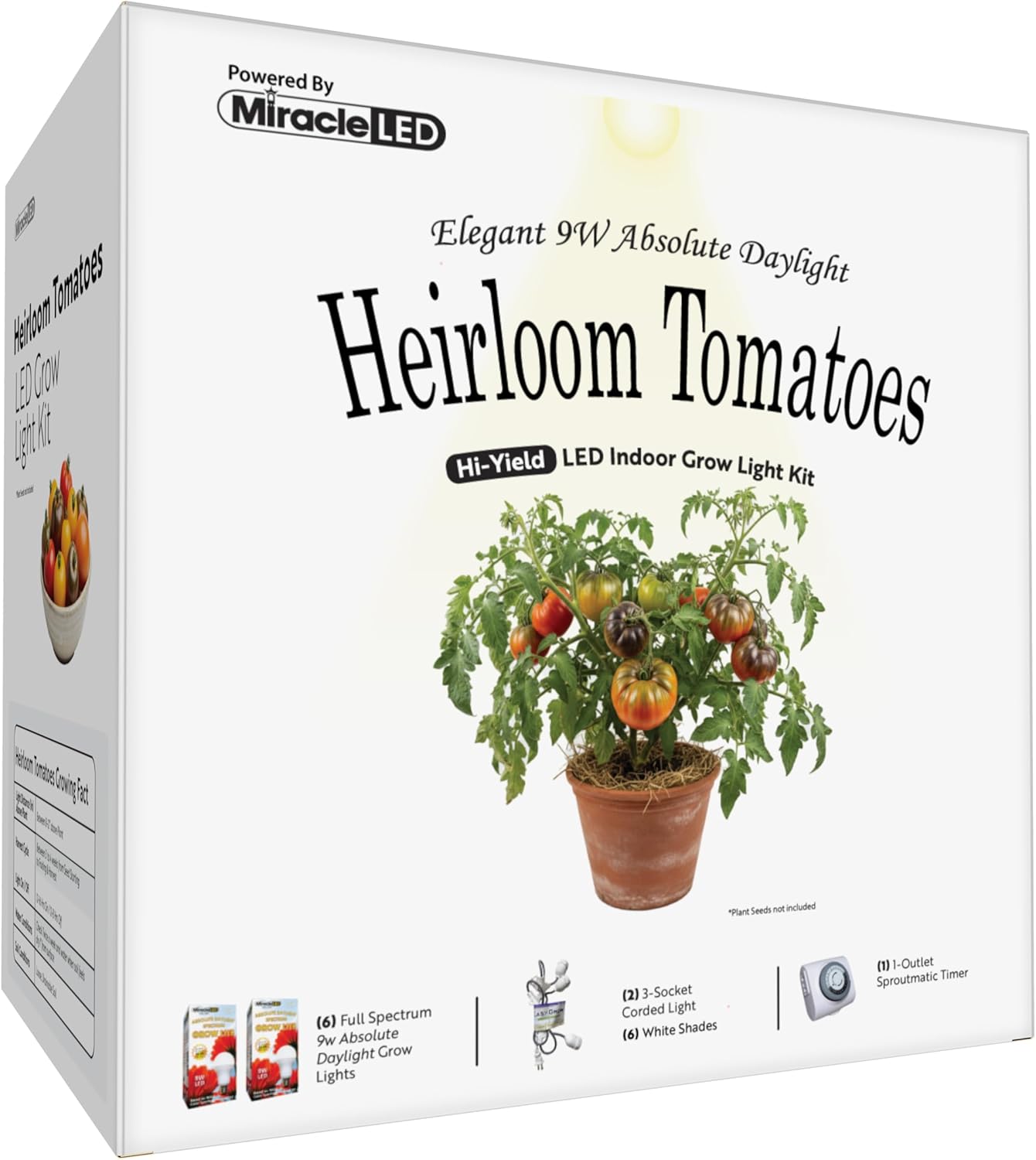 Miracle LED Elegant Heirloom Tomatoes Starter Grow Light Kit 3-Socket Full Spectrum (2- Pack)