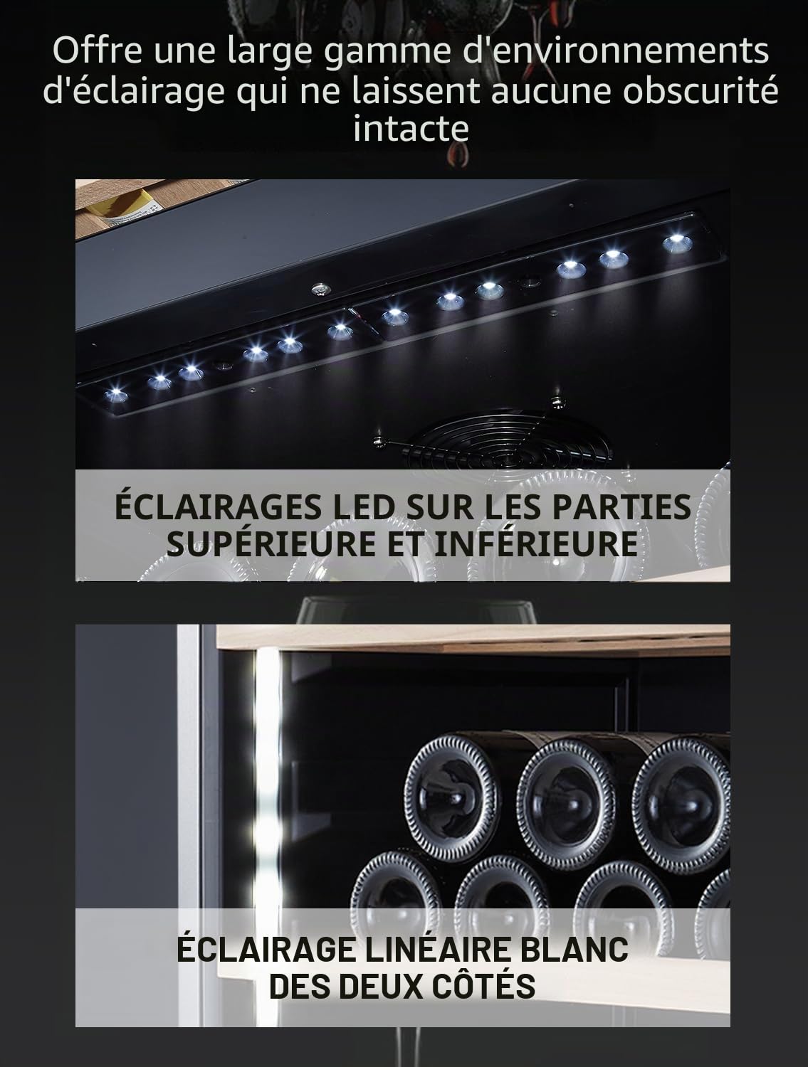 Kalamera Cave a vin Nouvelle version, 84 bouteilles, cave à vin multi-températures, deux zones de température 5-10°C / 10-18°C, 266 litres, KRC-266BFG