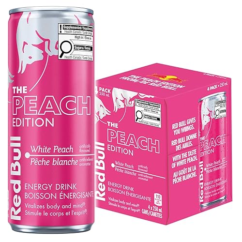 Red Bull Energy Drink, White Peach, 250ml (4 pack)