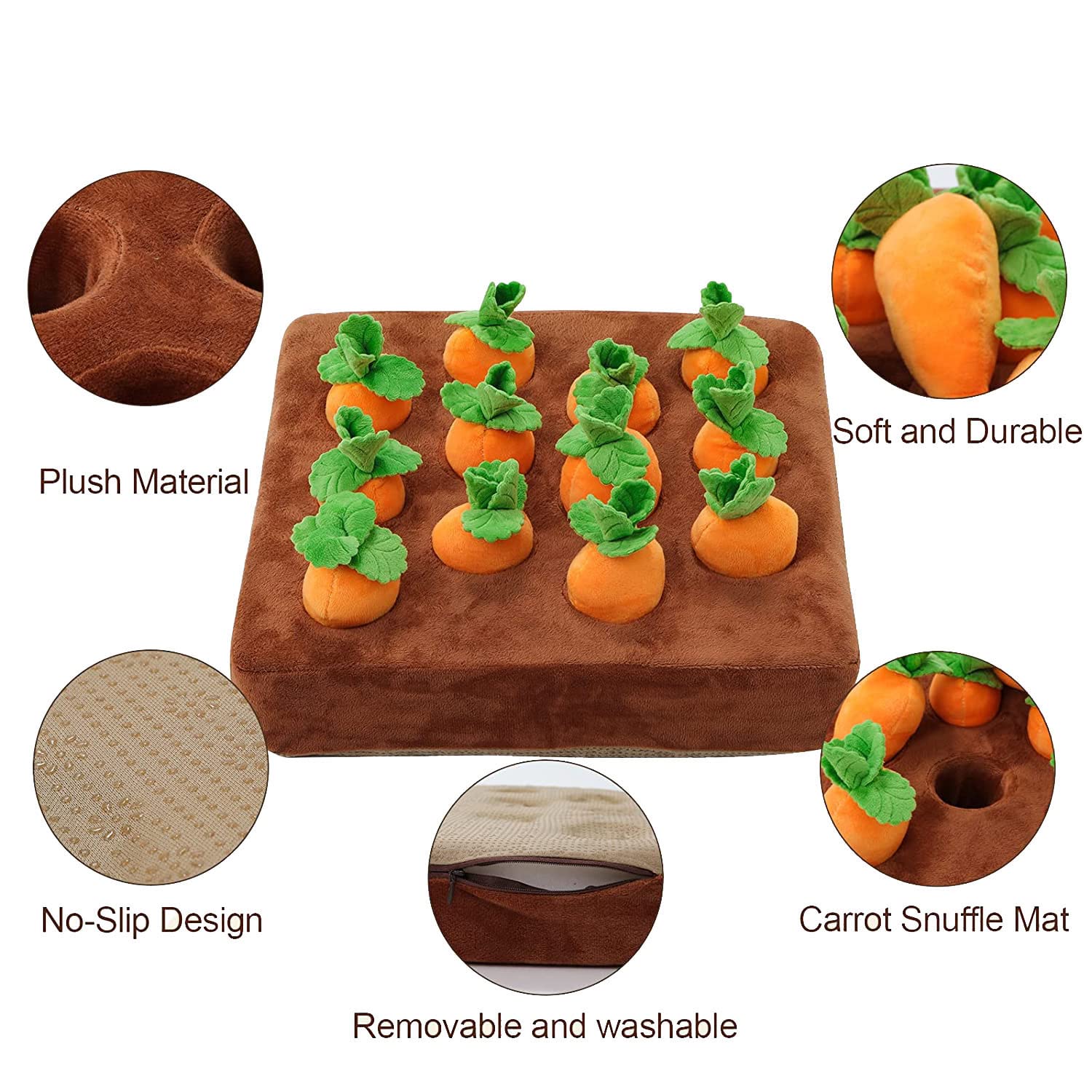 ANTIOCH Giocattoli Interattivi per Cani, Carota per Cani, Giocattoli Puzzle Peluche 2 in 1, Giochi Alimentazione per Naso per Alleviare lo Stress degli Animali Domestici