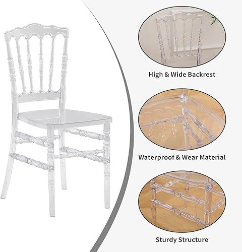 Miniatura 3 de Silla Napoleón transparente, Silla de acrílico transparente, sillas de comedor de plástico moderno, Sillas de cristal transparente sin brazos para