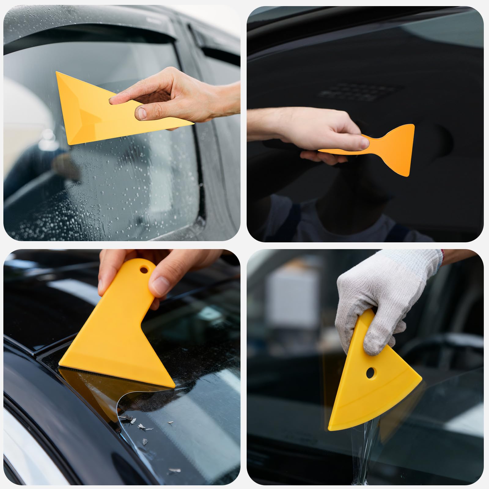 VINATO Kit de 10 Racloirs pour Films Automobile et Vitres – Raclette en Feutre, Triangulaire, Micro Raclette, Grattoir à Bords, Cutter de Précision
