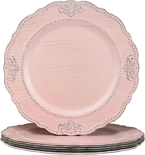 Miniatura 8 de Spsyrine Platos de carga amarillos beige antiguos, paquete de 6 cargadores de 13 pulgadas para platos de cena, bodas, banquetes, fiestas