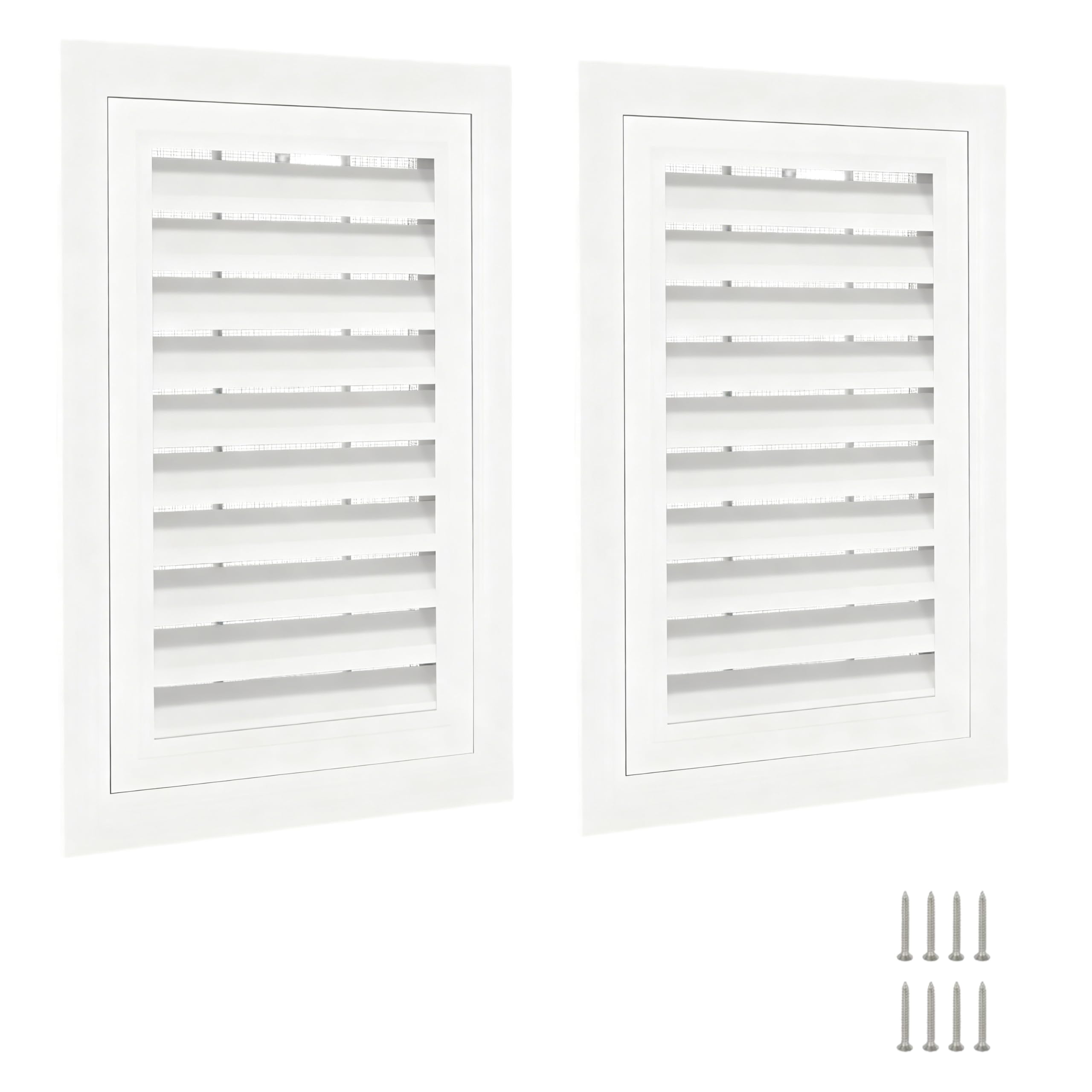 Photo 1 of 2pcs 12" x 18" Premium Aluminum Gable Vents with Screen, Paintable Design -Ideal for Attic and Shed Ventilation, Vent Opening 10"x16" (White 12" x 18"-2 Pack)